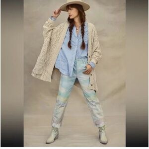 NwT Free People We The Free Maggie Scenic Printed Southwest Cactus Denim Jeans